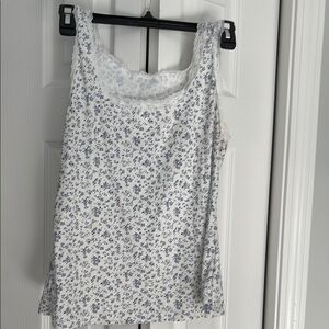 SHEIN White and Gray Fitted Sleeveless Tank Top